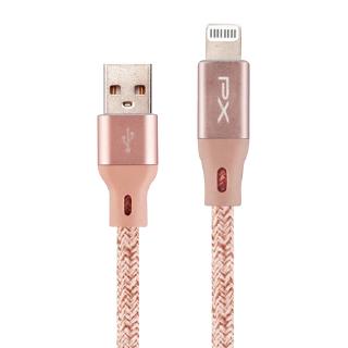 PX 大通 USB to Lightning 傳輸充電線 1M Apple適用 MFi認證 玫瑰粉 編織線