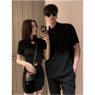【COUPLE】❤❤2022夏季情侶裝短款半身裙學院風男女T恤衫氣質T恤