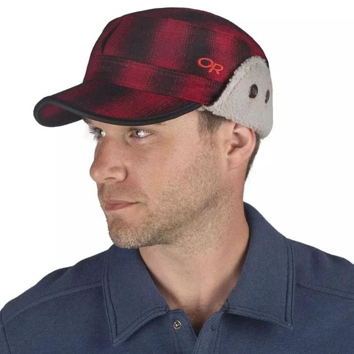 Outdoor Research 羊毛混紡透氣保暖護耳棒球帽/遮耳帽 Yukon Cap 243658 紅格紋