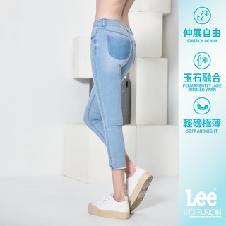 Lee 418 涼感中腰修身窄管七分牛仔褲 女 中藍 Modern Cooling LL210084AVU