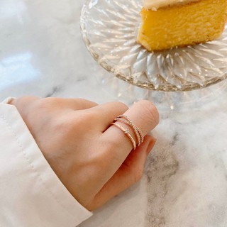 【assiette】法式優雅風碎鑽交叉雙層玫瑰金戒指 現貨 | 戒指