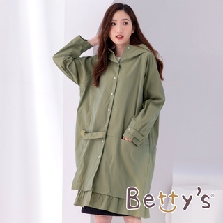 betty’s貝蒂思(05)荷葉邊寬版連帽風衣(霧綠色)