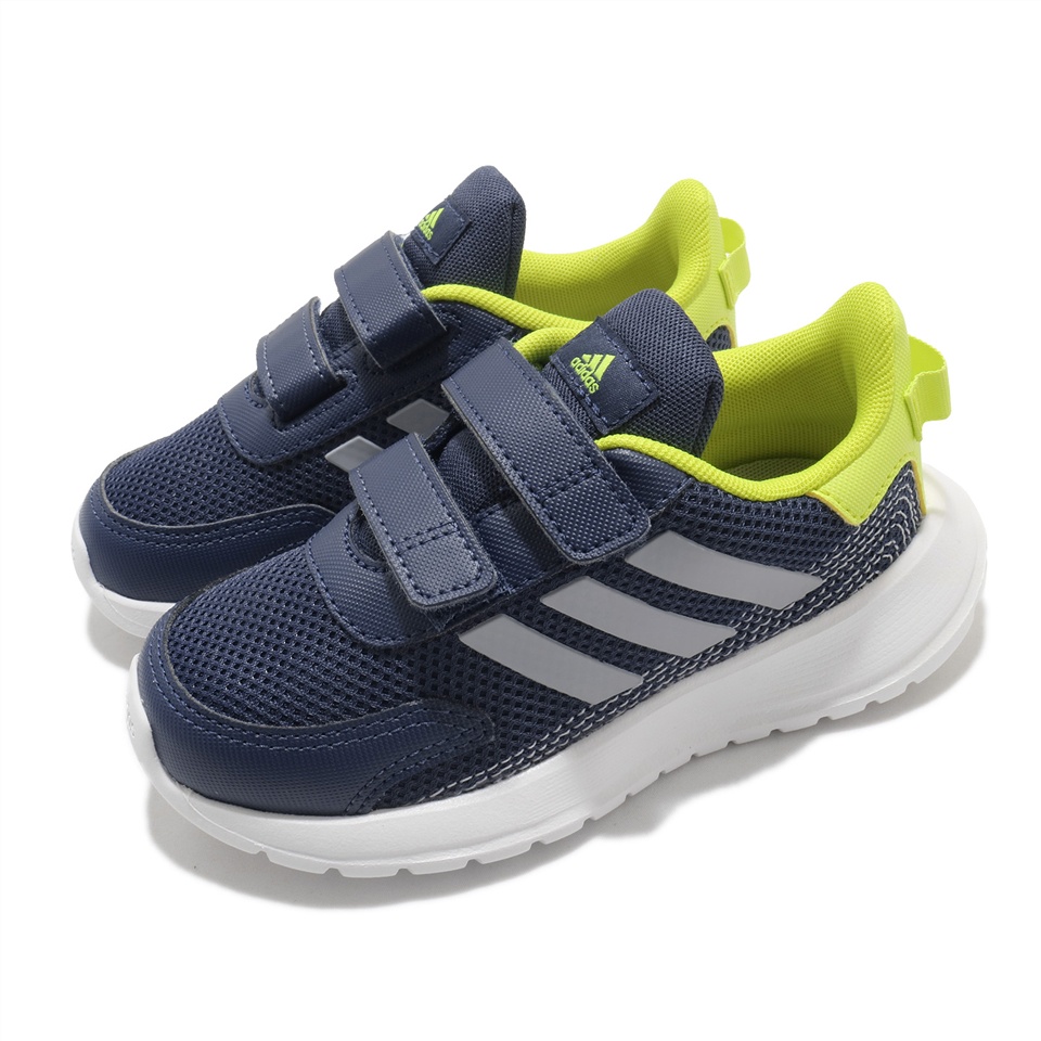 愛迪達adidas 慢跑鞋Tensaur Run 運動童鞋輕量透氣舒適魔鬼氈小童藍白FY9199 | 蝦皮購物