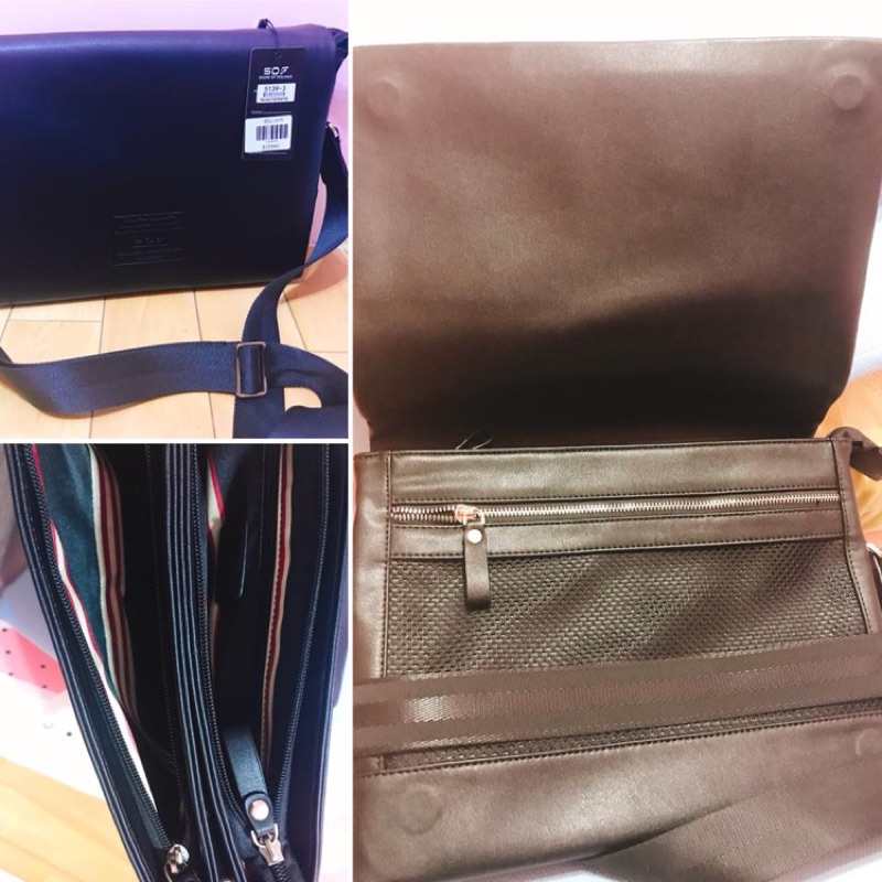 全新四角公事包男用斜背包防潑水多格層 蝦皮購物