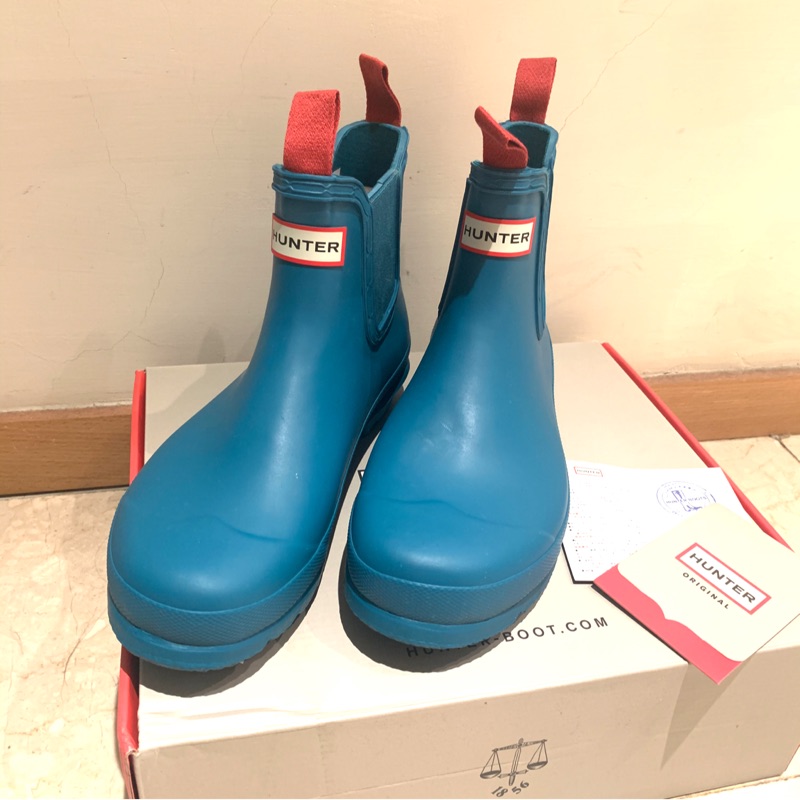 Hunter低筒雨靴/雨鞋-霧面bright peacock孔雀藍(UK7/US8-9/EU40-41) 免運