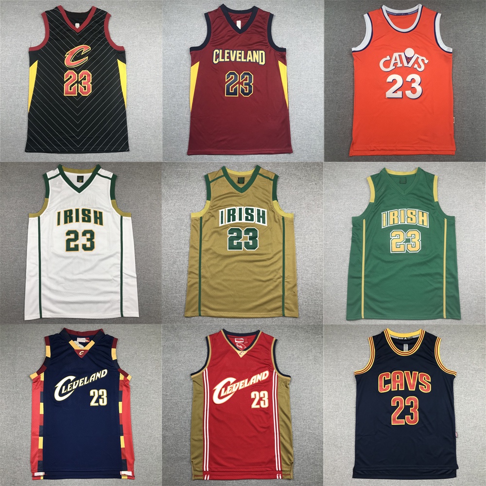 克利夫蘭騎士球衣刺繡版 #23 LeBron James 復古籃球服籃球衣男 歐碼球服單上衣