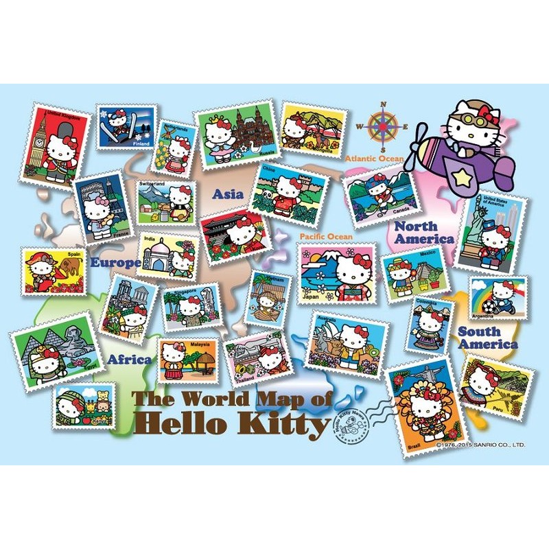 【小梅子拼圖 Puzzle Life 1348】1000片 51×73.5cm Hello Kitty 旅遊 世界地圖