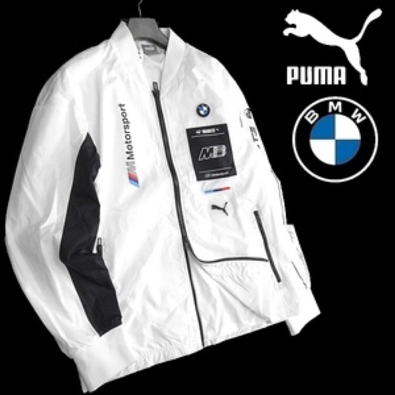 九成新 PUMA BMW MMS Street 立領外套 聯名 男款 白 597969-02 防曬外套 賽車外套 聯名款