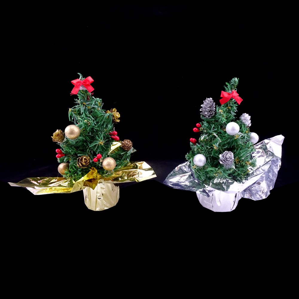 聖誕節迷你聖誕樹裝飾 松果小樹-金/銀 迷你聖誕樹 桌上聖誕樹 聖誕擺飾 辦公室小物