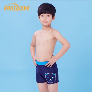 heatwave熱浪溫泉可愛熊卡通圖案彈力舒適平角兒童泳褲
