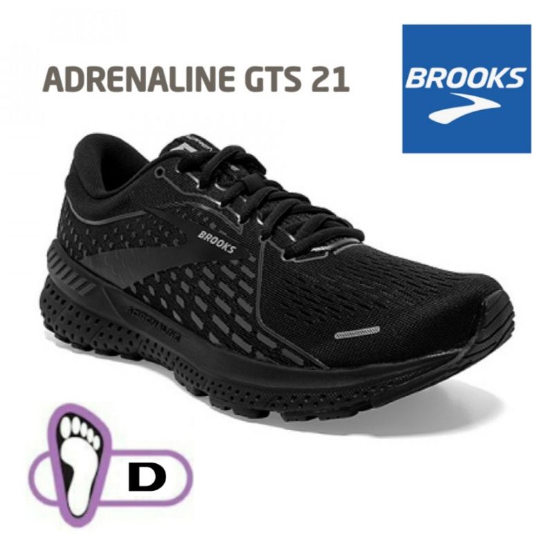 美國BROOKS｜Adrenaline GTS 21女款D寬楦支撐緩震型慢跑鞋 運動鞋 跑步 1203291D020黑色