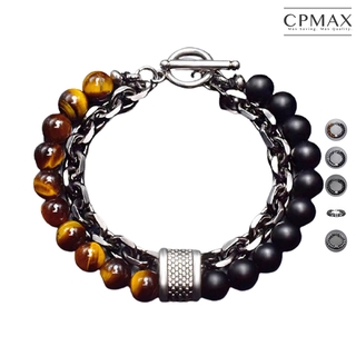 【CPMAX 】飾品 手鍊男 串珠手鏈 雙層手鍊 手環 手飾 配件 歐美磨砂地圖石男士手鏈 串珠金屬手串 【G26】