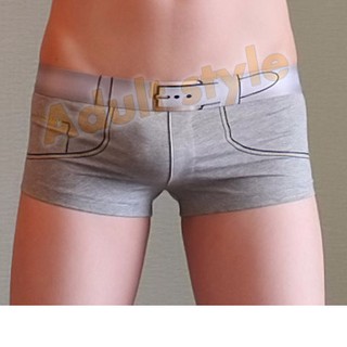 趣味紳士皮帶造型平角褲(灰)-Hot情趣-男生內褲/四角褲/性感內褲/卡通/運動/禮物