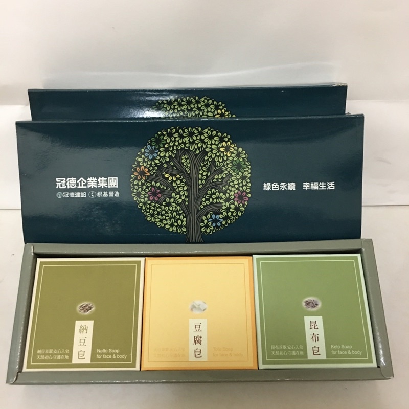台灣茶摳手工皂禮盒  三入組 嫩白豆腐皂 昆布草本皂 納豆保濕美容皂