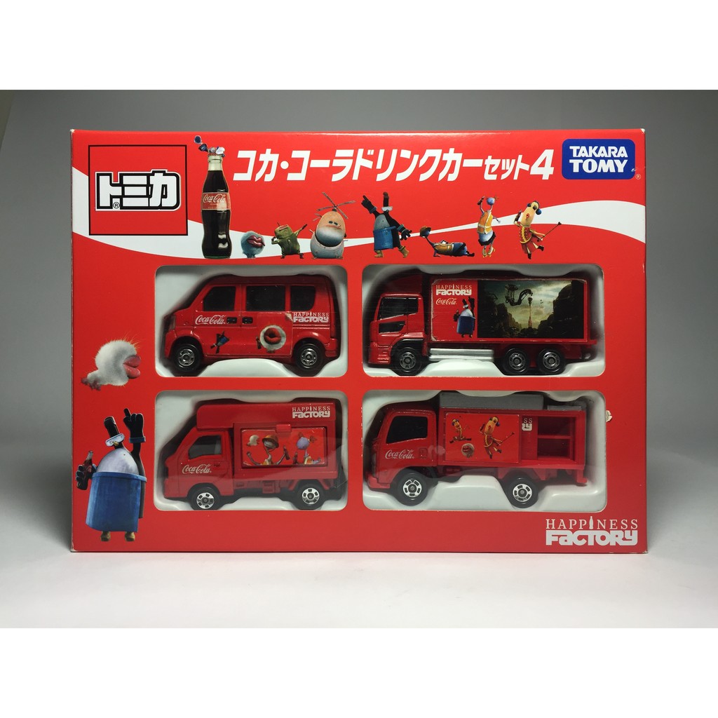 絕版逸品【TOYEE】TOMICA 可口可樂 COLA HAPPY FACTORY 四車組(貨車.廂型車)