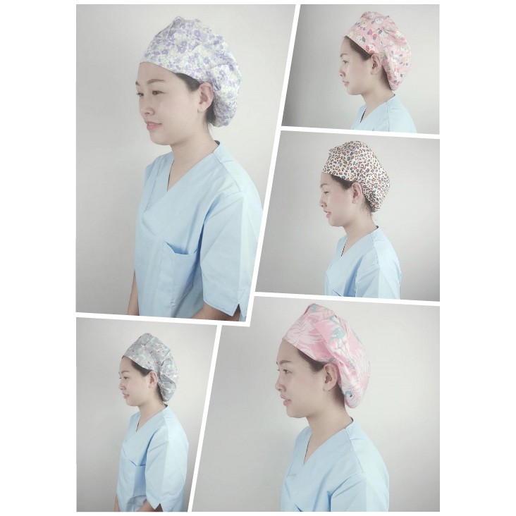 （護士帽 手術帽 現貨）印花手術帽 女透氣包頭口腔牙科純棉醫生護士美容師工作帽 子化療