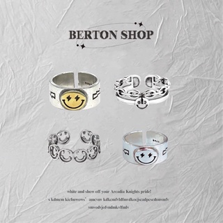 ［BERTON] GD 微笑 笑臉 閃電 鎖鏈 鏤空 解構 開口戒 戒指
