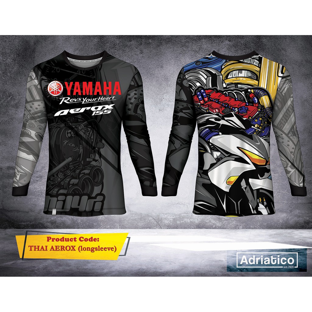 Adriatico 摩托車球衣 “Yamaha Aerox Thailook ” T 恤和長袖摩托車騎行衣服長袖長襯衫