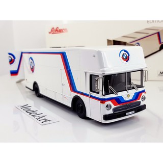 【模型車藝】1:43 Schuco Mercedes-Benz O 317 Team BMW寶馬車隊運輸車 白『現貨』