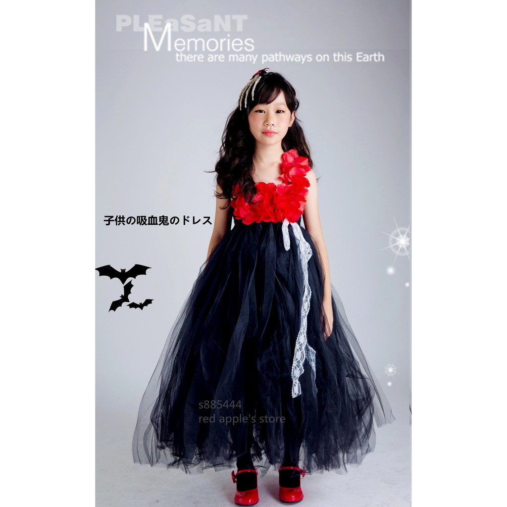 B6 27 現貨在台 紅蘋果的店 萬聖節服飾 聖誕節 變裝 兒童黑紅吸血鬼造型服 禮服 女吸血鬼 鬼新娘 蝦皮購物