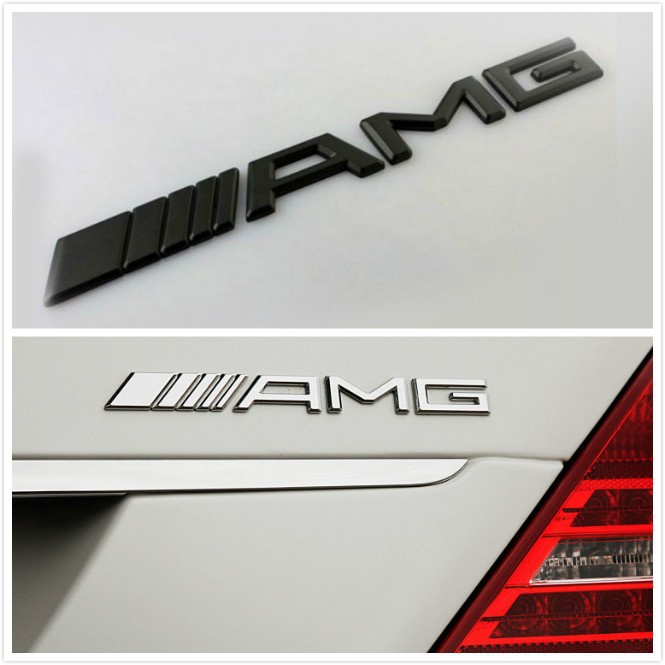 ANS汽車配件 （車標貼紙） Mercedes-（Benz） 黑色銀色賓士AMG車貼車身尾標 車標尾貼C E S CL