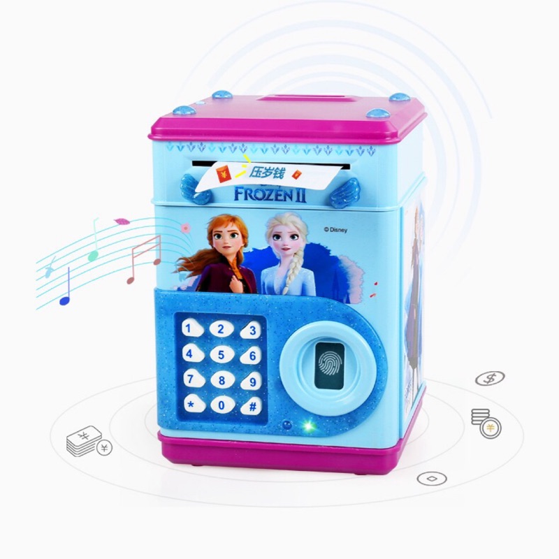 迪士尼兒童冰雪奇緣存錢筒凱蒂貓存錢罐指紋密碼鎖儲蓄罐創意抖音玩具存款機玩具存錢桶