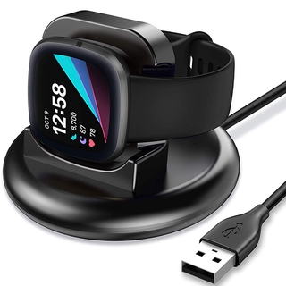 適用於fitbit versa 3/sense通用手錶充電器 運動手錶磁吸充電器 座充支架 行動式USB充電線1M