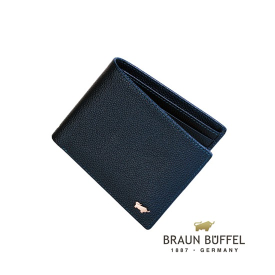 【BRAUN BUFFEL】德國小金牛HOMME-B系列8卡皮夾-藍色 牛皮 BF192-B313-NY