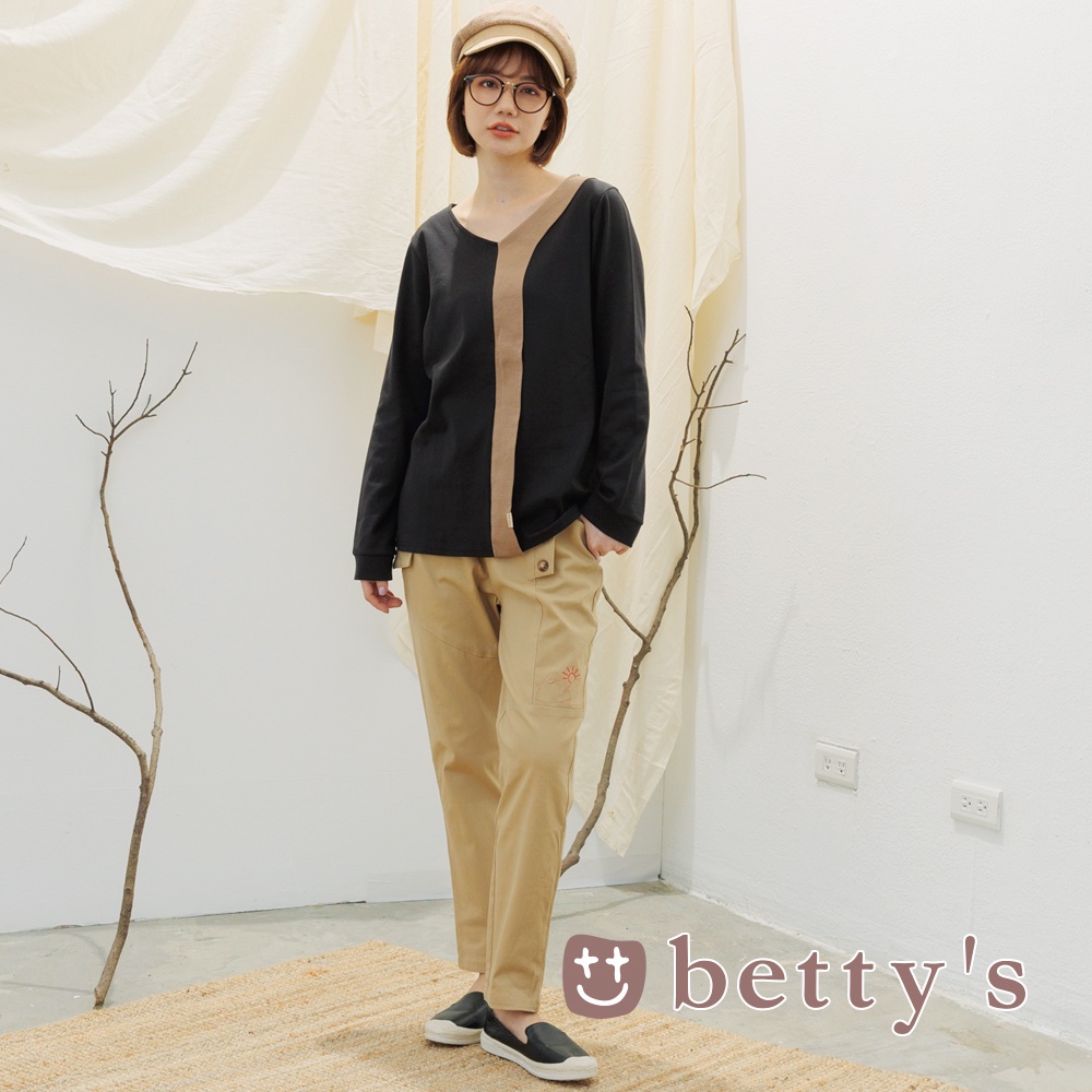 betty’s貝蒂思(15)排釦裝鬆緊腰圍休閒褲(卡其)