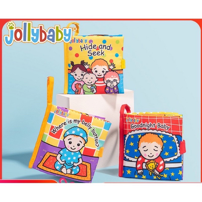 jollybaby 嬰兒撕不爛布書 商檢合格 響紙認知觸摸書 嬰兒布書 捉迷藏 晚安 共三本