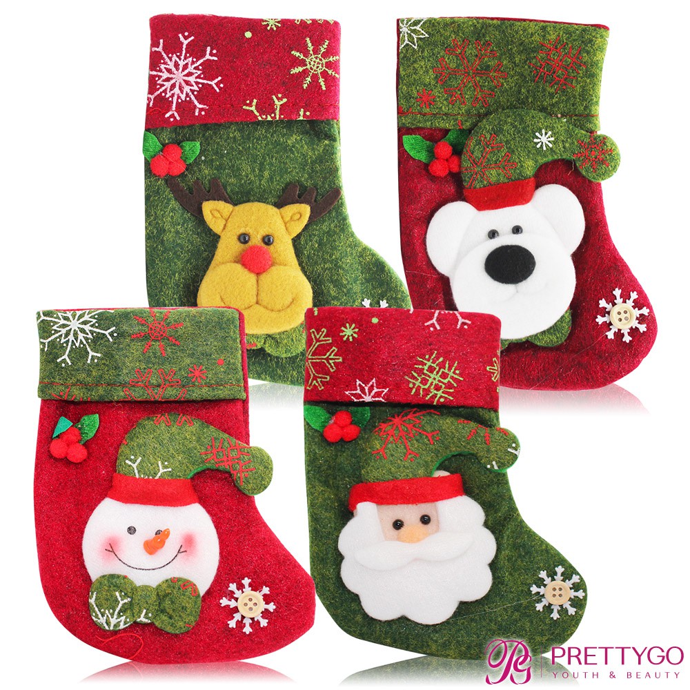 O'Pretty 歐沛媞 玩偶造型聖誕襪-雪花款(12x16cm)任選-耶誕佈置交換禮物【美麗購】