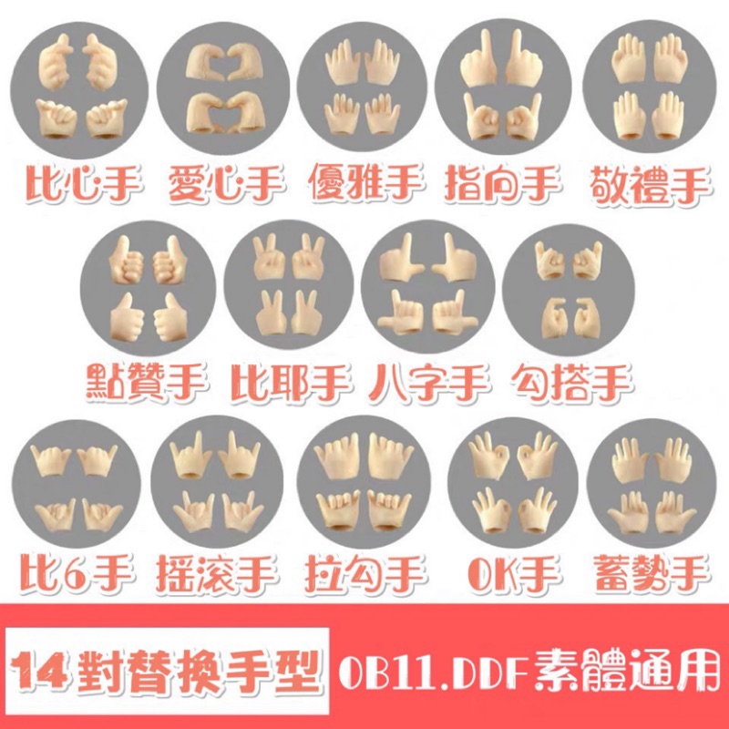 【現貨】ob11專用 素體替換手型手組（obitsu OB11 專用 其他素體不適用）