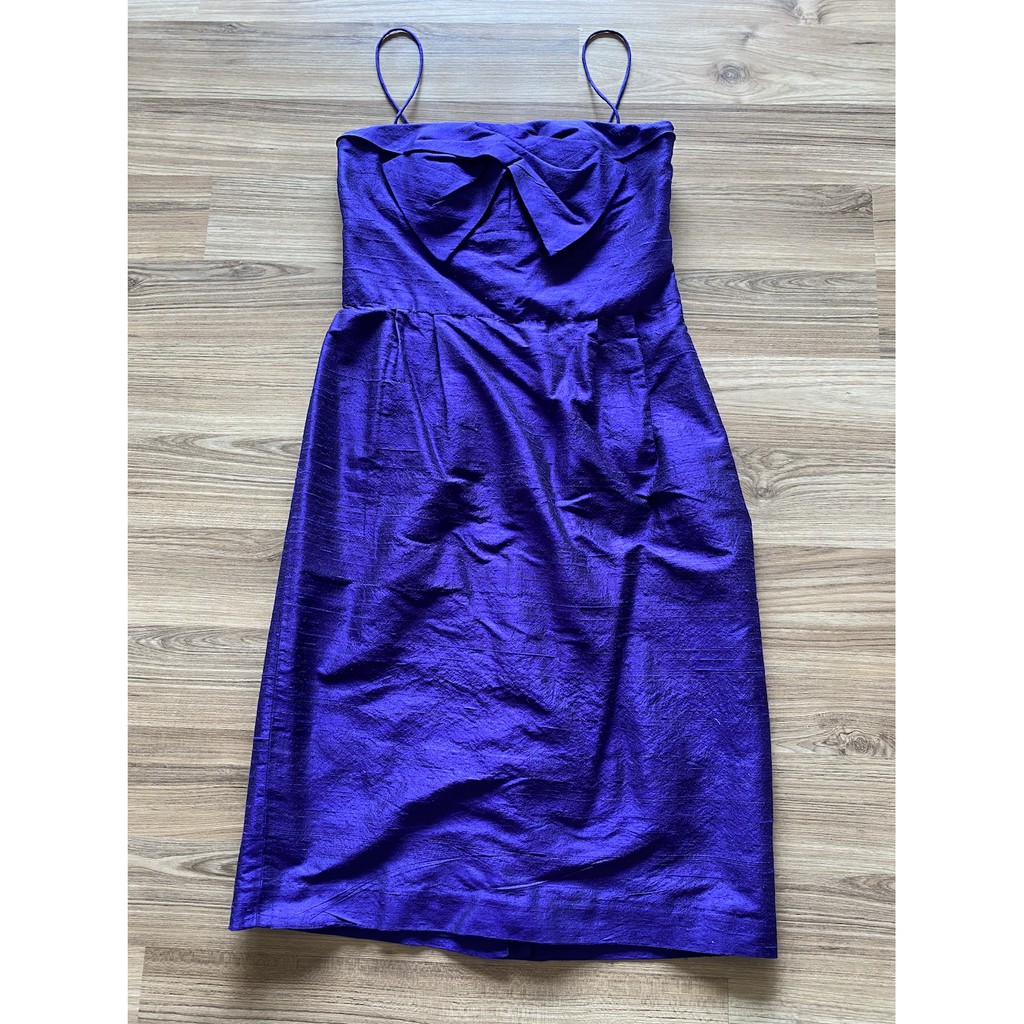 美國設計師服飾 Donna Morgan 紫色全絲質小洋裝