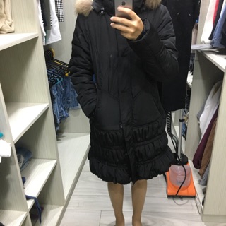 黑色中長版羽絨外套（L）