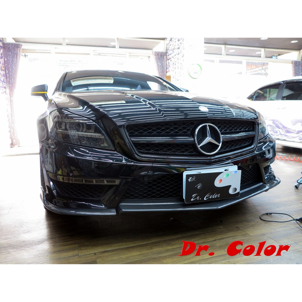Dr. Color 玩色專業汽車包膜 M-Benz CLS63 高亮黑/向日葵黃_水箱護罩/窗框/後視鏡線條/後蓋鍍鉻