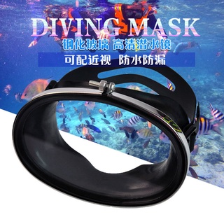 【嚴選商品 優先出貨】高清玻璃不銹鋼潛水裝備近視面鏡游泳眼鏡漁民鏡浮潛三寶大框面罩