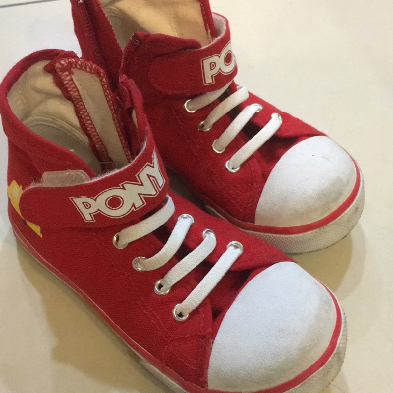 二手男童PONY高筒帆布鞋（16.5cm)