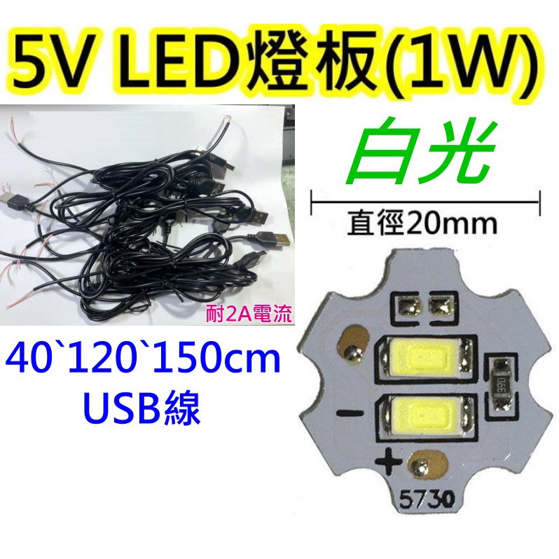5V 1W白光+USB線 LED燈板【沛紜小鋪】5V LED USB燈板 水晶燈 模型照明 櫥櫃照明DIY料件