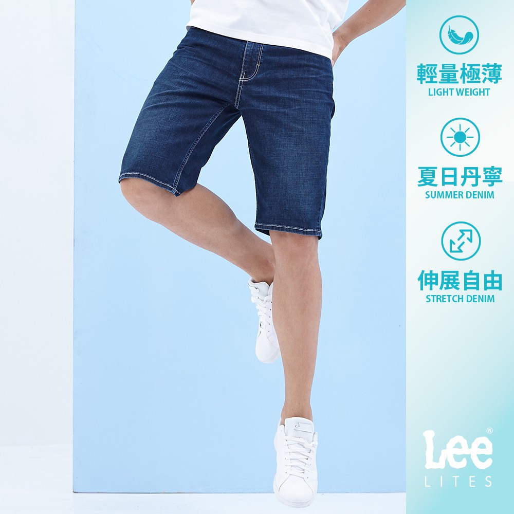 Lee 902 涼感 彈性牛仔短褲 男 深藍 LL20007177P