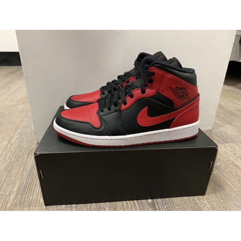 保證正品Jordan 1 Mid Banned 黑紅經典配色