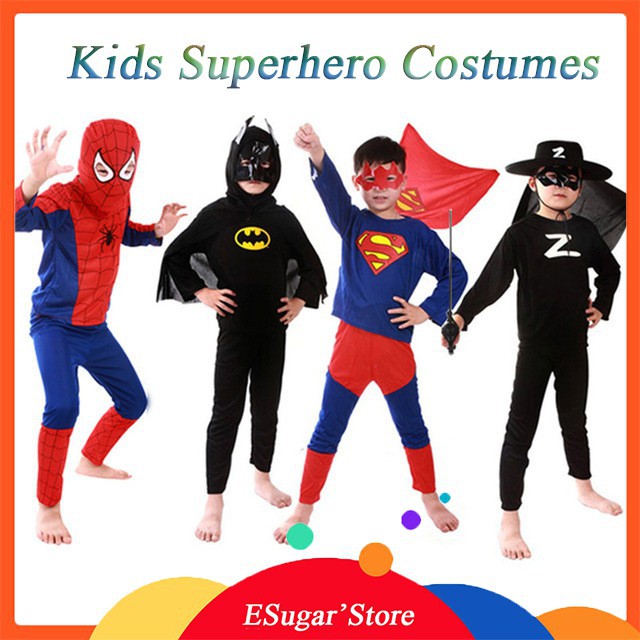 男童超人衣服  紅蜘蛛人 蝙蝠俠 佐羅 黑蜘蛛人 超級英雄Cosplay兒童萬聖節造型服飾 復仇者聯盟服裝 派對服裝