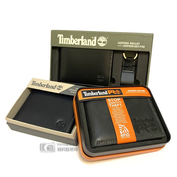 🇺🇸Timberland專櫃正品 天伯倫皮夾  黑色牛皮附零錢袋+鑰匙圈禮盒🎁 男皮夾 男生短夾 男用皮夾