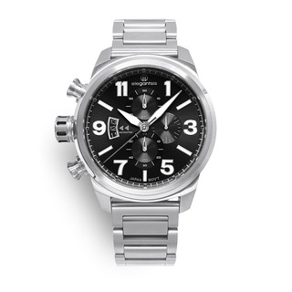 Elegantsis愛樂時 街頭時尚黑面三眼不鏽鋼石英錶 日期顯示 45mm ELJT48MQS-OB06MA 公司貨
