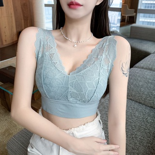 胖胖美依 實拍 上衣 吊帶衫 文胸 小可愛 新款蕾絲美背無鋼圈乳膠感墊聚攏內衣外穿打底內搭吊帶1F107-B43.