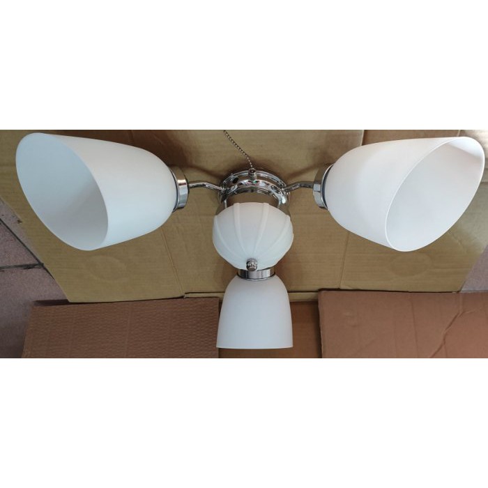 （吊扇專用燈具）台灣製造的吊扇燈具鉻色/通用型吊扇燈具3+1燈斜口塑膠燈罩