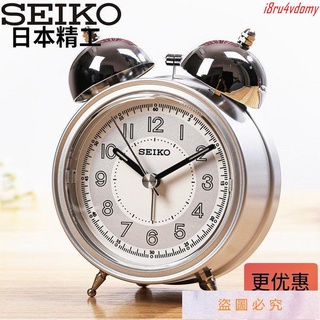 新款 下殺 🔥正品SEIKO日本精工靜音床頭夜光金屬鐘錶鬧鐘學生臥室兒童QHK035鐘 鬧鐘 擺件 生日禮物 時