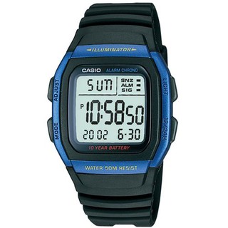 【CASIO】輕運動時代電子錶-藍框(W-96H-2A)正版宏崑公司貨