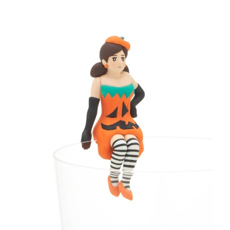 【一手動漫】日本正版 代理 扭蛋 轉蛋 杯子女孩 人物造型裝飾 萬聖節篇 杯緣子 單售 橘色南瓜裝
