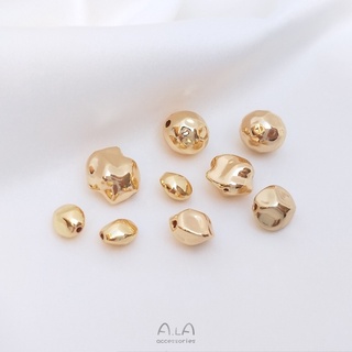 Ala-0209-高保色高品質--14K鍍金保色石頭散珠不規則異形珠米珠手工diy手鏈耳環首飾品配珠