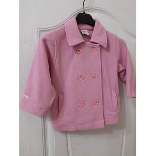 二手 童裝 雙排釦粉紅色短絨外套 有口袋 外套 女童 女寶 2到3歲 粉紅色 秋冬 外套
